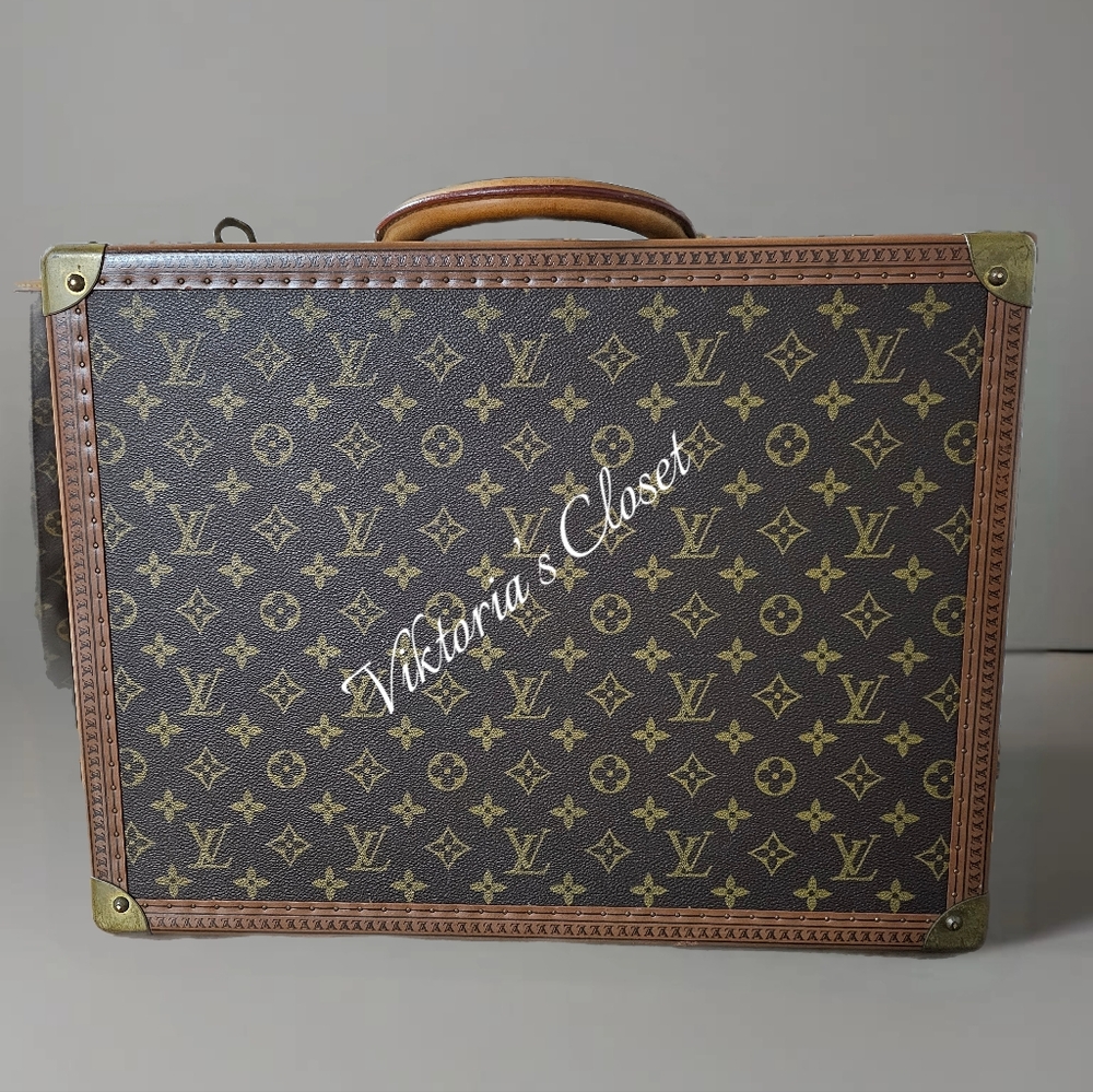 #00020-1143 VINTAGE 1970'S MONOGRAM LEATHER TRUNK SUITCASE 45 - Picture 2 of 11
